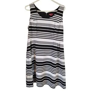 Merona Dress‎ Stretch Zip Black And White Pleated Skirt Lined Top Womens XL READ